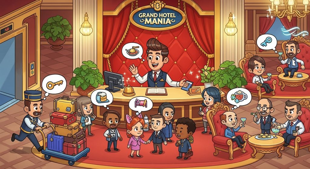 Grand Hotel Mania — детальный анализ симулятора отеля, секреты быстрого заработка кристаллов и прохождения сложных уровней