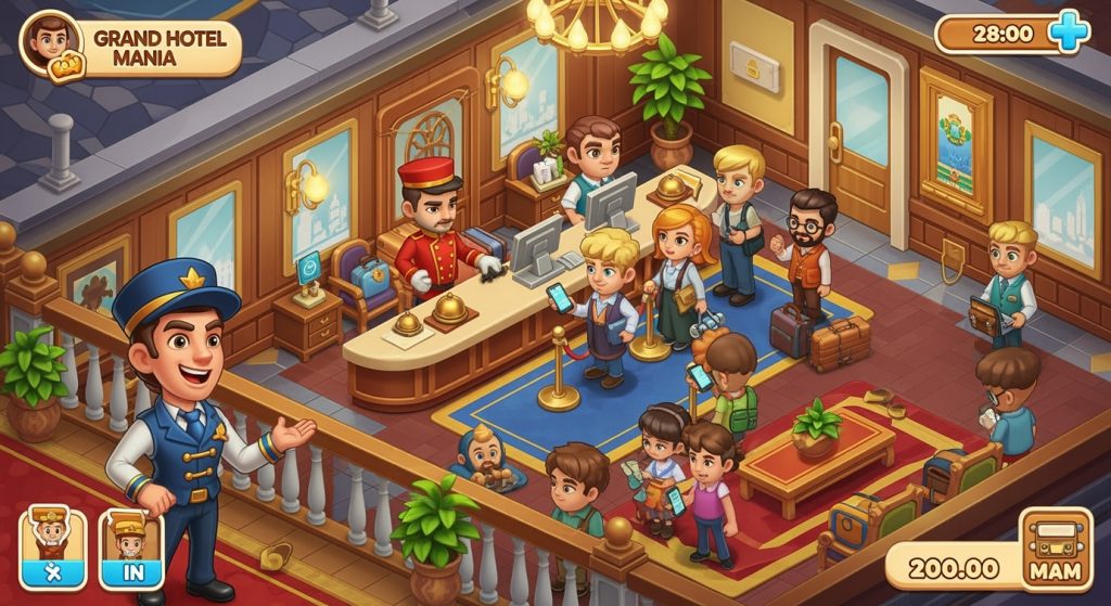 Grand Hotel Mania — детальный анализ симулятора отеля, секреты быстрого заработка кристаллов и прохождения сложных уровней